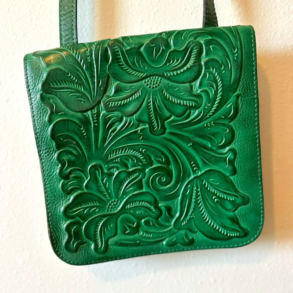 Patricia Nash Granada Leather Crossbody Bag in Soft Green